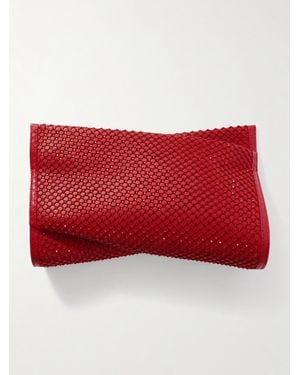 Christian Louboutin Loubitwist Crystal-Embellished Leather Clutch - Red