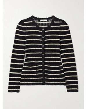 Doen Therese Cardigan Aus Einer Gestreiften Pima-Baumwoll-Seidenmischung - Schwarz