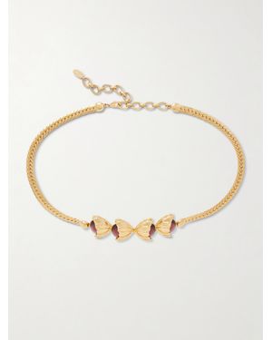 Sonia Petroff Retro Flower Embellished-Plated Belt - Natural