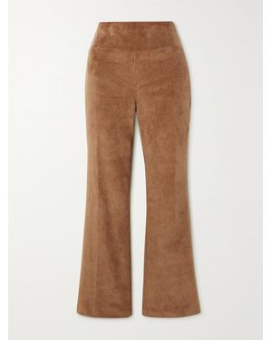 SPRWMN Cropped Cotton-Blend Corduroy Flared Trousers - Brown