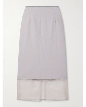 La Ligne Organza-Trimmed Shell Midi Skirt - White
