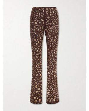 Oséree Studded Stretch-Jersey Flared Trousers - Brown