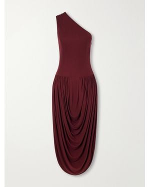 Brandon Maxwell The Mila One-Shoulder Draped Jersey Maxi Dress - Purple