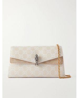 Gucci Dionysus Leather-Trimmed Logo-Jacquard Canvas Shoulder Bag - Natural
