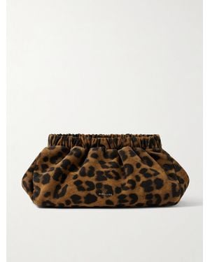 DeMellier London Pochette En Daim À Imprimé Léopard Et À Fronces Miami - Marron