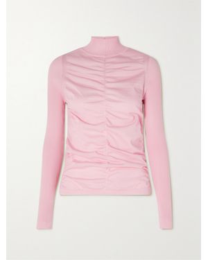 Renaissance Renaissance Ruched Tulle And Ribbed Jersey Top - Pink