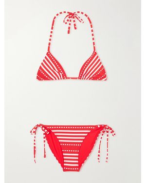 lemlem Malia Striped Triangle Bikini - Red