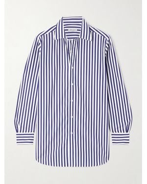 Charvet Striped Cotton-Poplin Shirt - Blue