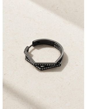 Repossi Antifer Medium 18-Karat Blackened Diamond Single Hoop Earring - Natural