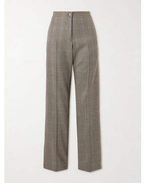 Giuliva Heritage The Janice Houndstooth Wool Straight-Leg Pants - Gray