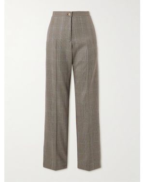 Giuliva Heritage The Janice Houndstooth Wool Straight-Leg Trousers - Grey