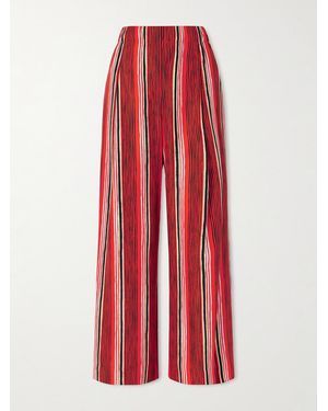 Proenza Schouler Amira Striped Silk-Habotai Wide-Leg Trousers - Red