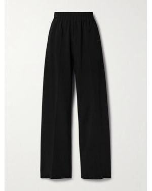 FFORME Maud Wool-Blend Crepe Wide-Leg Trousers - Black