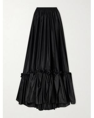 Saint Laurent Tiered Ruffled Satin Maxi Skirt - Black
