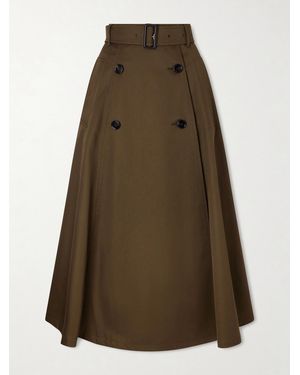 Burberry Belted Cotton Midi Skirt - Green