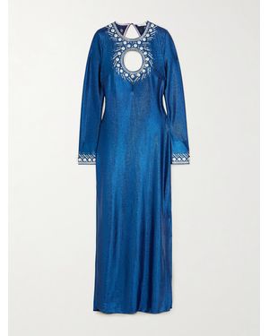 Rabanne Embellished Cutout Lurex Maxi Dress - Blue