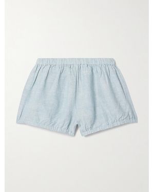 Suzie Kondi Hera Bloomers Linen-Chambray Shorts - Blue