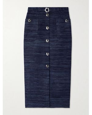 Violante Nessi Corot Belted Silk-Tweed Midi Skirt - Blue