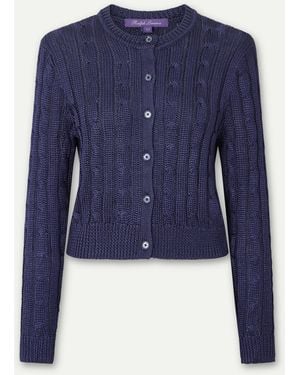 Ralph Lauren Cable-Knit Silk Cardigan - Blue