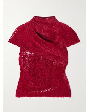 Self-Portrait Top With Lurex Thread - Red