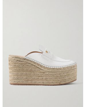 Gianvito Rossi Maxilla 45 Leather Platform Wedge Loafers - Natural