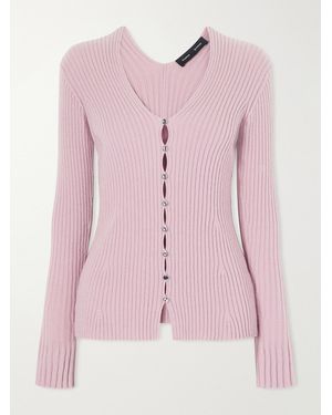 Proenza Schouler Valeria Ribbed-Knit Cashmere Cardigan - Pink