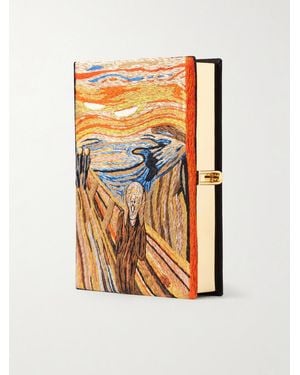 Olympia Le-Tan The Scream Embroidered Canvas Clutch - Multicolour