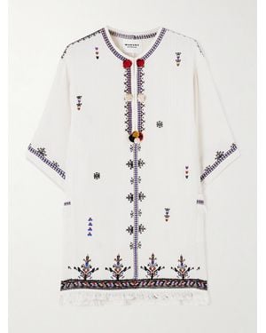 Isabel Marant Kressy Embellished Embroidered Woven Tunic - Natural