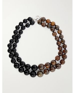 Le Sundial Boule Sterling, Onyx And Bronzite Beaded Necklace - Black