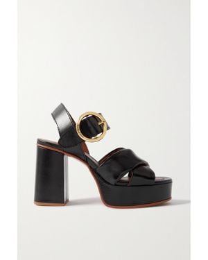 See By Chloé Lyna Leather Platform Sandals - Black