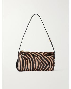 Veronica Beard Ziger Animal-Print Calf Hair Shoulder Bag - White