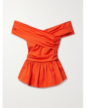 Altuzarra Pella Off-The-Shoulder Cotton-Blend Poplin Peplum Top - Red