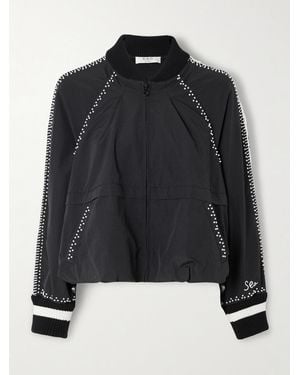 Sea Alberta Cropped Embellished Shell Track Jacket - Black