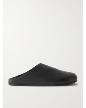 The Row Hudson Leather Mules - Black