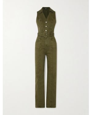 PAIGE Sasha Belted Denim Jumpsuit - Green
