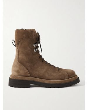 Brunello Cucinelli Bead-Embellished Suede Boots - Brown