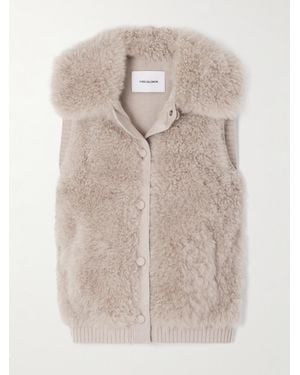 Yves Salomon Weste Aus Shearling Mit Besätzen Aus Wolle - Natur