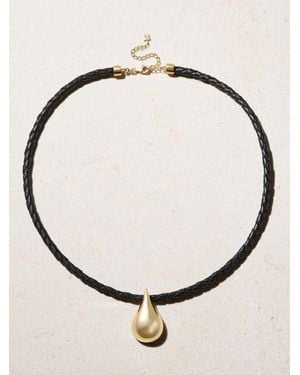 Mateo Water Droplet Leather And 14-Karat Necklace - Natural