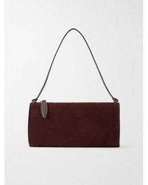 Neous Gemini Leather-Trimmed Suede Shoulder Bag - Brown