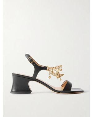 Chloé Sandalen Aus Leder Mit Verzierungen - Natur