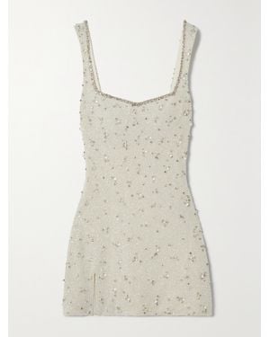 Clio Peppiatt Embellished Stretch-Tulle Mini Dress - Natural