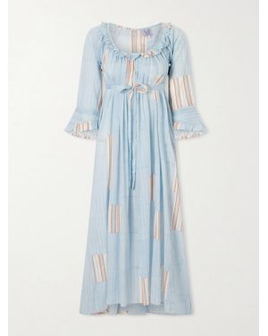 Thierry Colson Antoinette Ruffled Printed Cotton-Voile Midi Dress - Blue