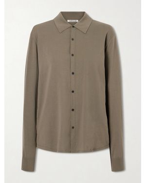 AURALEE Giza Fine Knit Cotton Shirt - Green