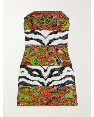 Halpern Trägerloses Minikleid Aus Tüll Mit Pailletten - Grün