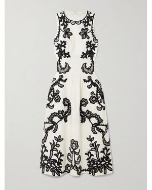 Ulla Johnson Sonali Appliquéd Pleated Cotton-Sateen Midi Dress - White