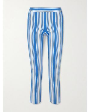 High Sport Louis Cropped Striped Cotton-Blend Straight-Leg Trousers - Blue