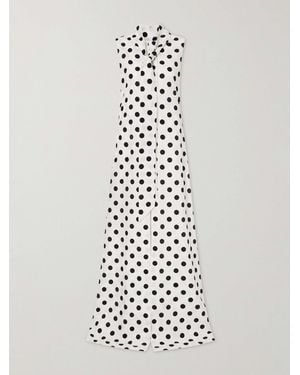 Sa Su Phi Polka-Dot Silk-Crepe Maxi Dress - White