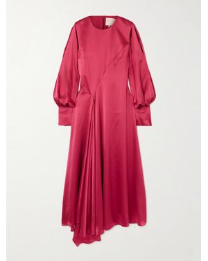 ROKSANDA Hayat Pleated Silk-Satin Midi Dress - Red