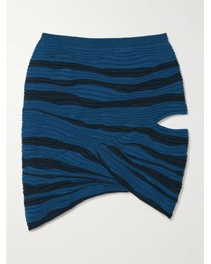 Donde Esteban Magdalena Cutout Ribbed Cotton Mini Skirt - Blue