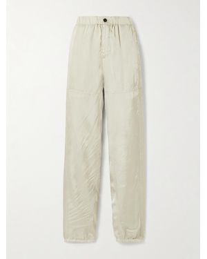 Dries Van Noten Panelled Satin-Twill Wide-Leg Trousers - Natural
